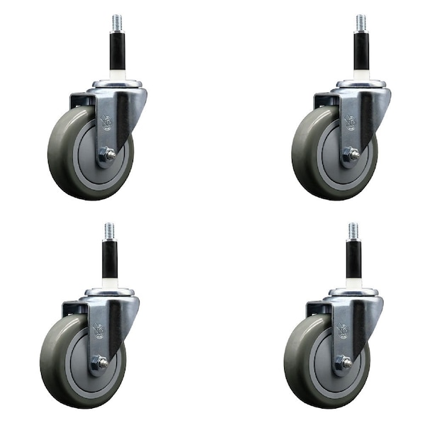 Service Caster 4'' Gray Poly Wheel Swivel 7/8'' Expanding Stem Caster Set, 4PK SCC-EX20S414-PPUB-78-4 - main
